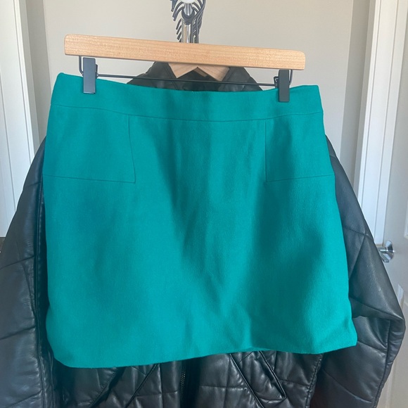 J. CREW Green Teal Turquoise Wool Mini Skirt 10